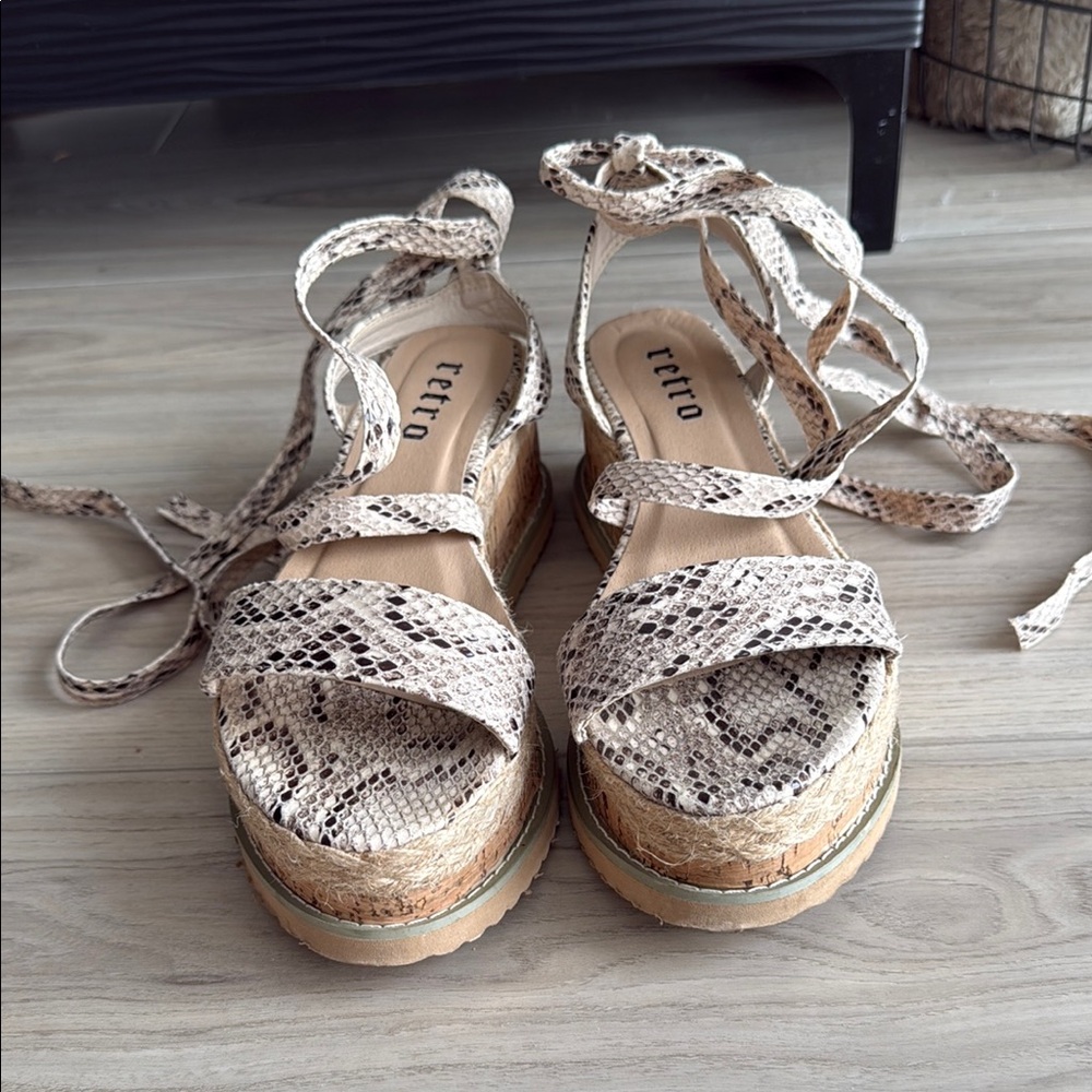 Snake Print Espadrille Sandals